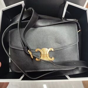 Celine Black Crossbody Bag with Gold Accent